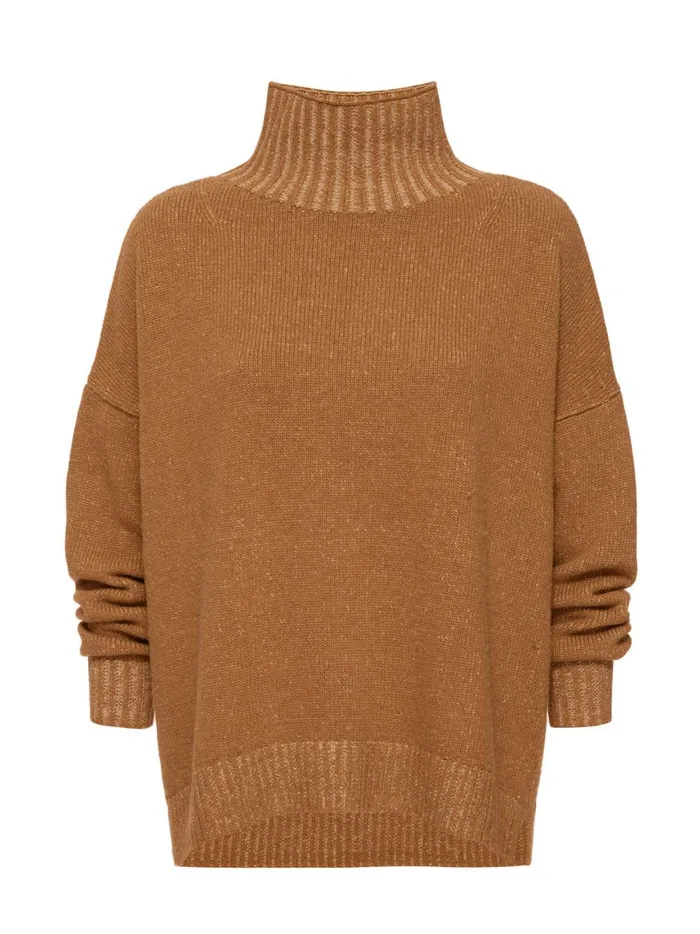 The Ana Turtleneck Whiskey Plaited Combo Women Brochu Walker Sweaters