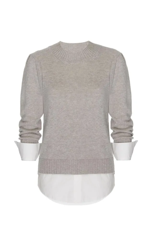 The Eton Layered Crew Looker Light Chia Melange With White Underlayer Women Brochu Walker Sweaters
