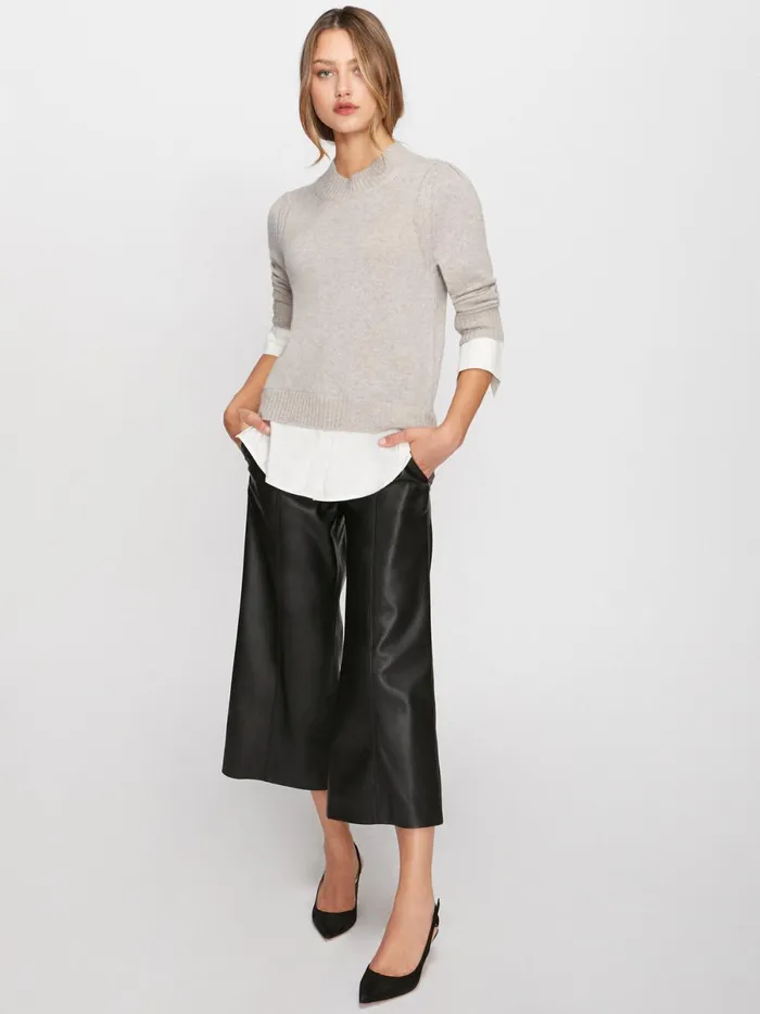 The Eton Layered Crew Looker Light Chia Melange With White Underlayer Women Brochu Walker Sweaters