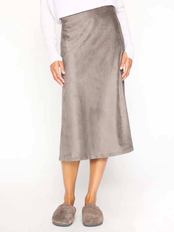 The Hallie Vegan Suede Slip Skirt Sable Grey Women Brochu Walker Bottoms