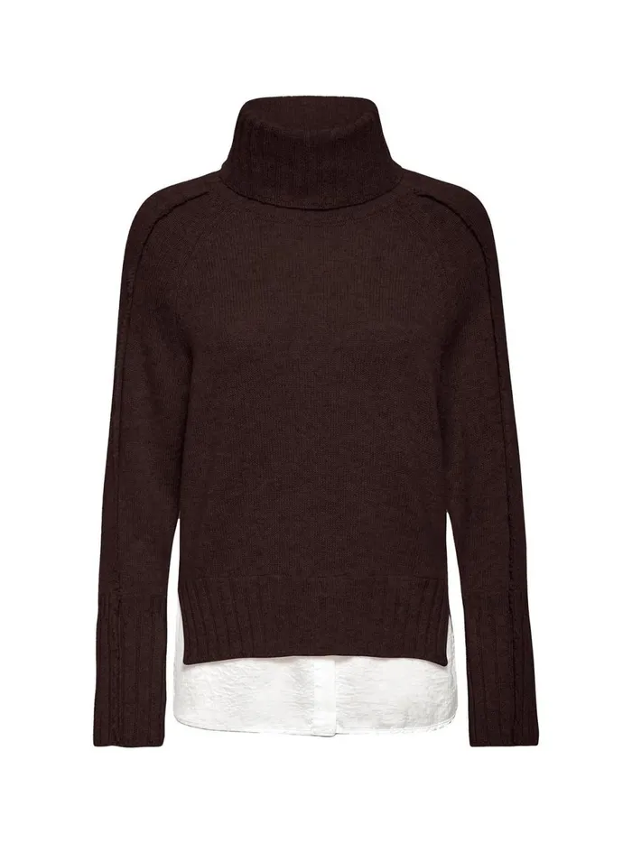 The Jolie Fringe Layered Looker Carob Mlange Women Brochu Walker Looker Sweaters