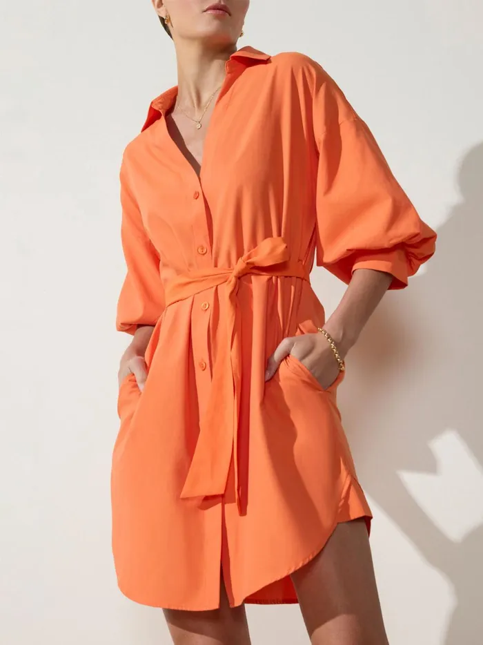 The Kate Belted Dress Tangerine Women Brochu Walker Dresses