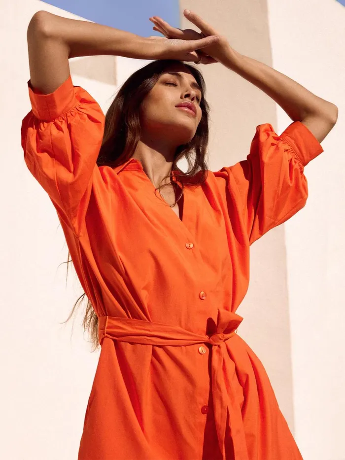 The Kate Belted Dress Tangerine Women Brochu Walker Dresses