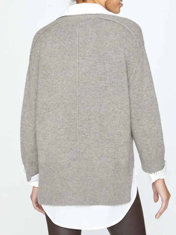 The Looker Layered VNeck Otter Melange With White Underlayer Women Brochu Walker Looker Sweaters