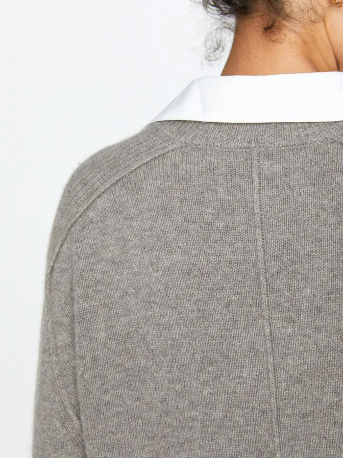 The Looker Layered VNeck Otter Melange With White Underlayer Women Brochu Walker Looker Sweaters
