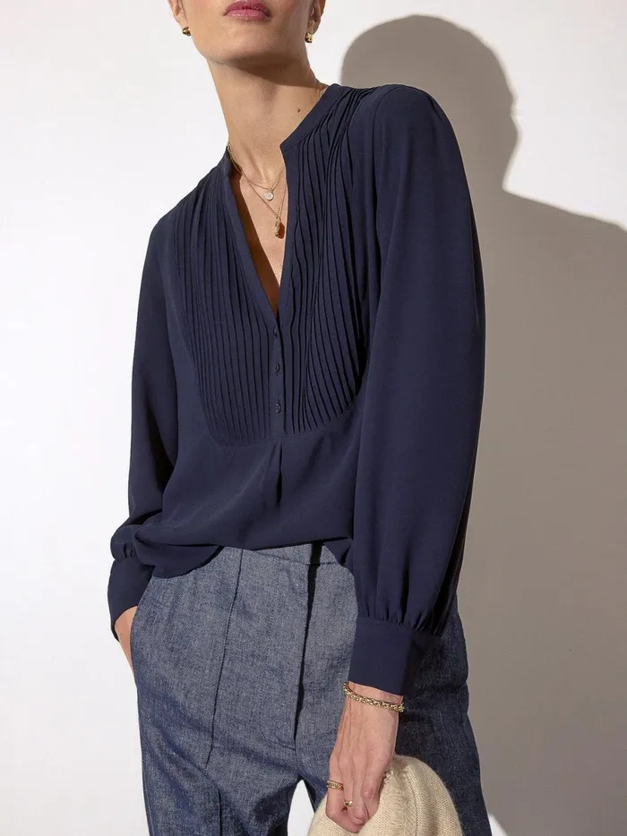 The Lora Blouse Baltic Navy Women Brochu Walker Tops