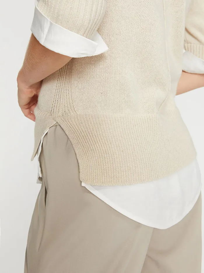 The Lucie Layered Vee Looker Bisque With White Underlayer Women Brochu Walker Sweaters