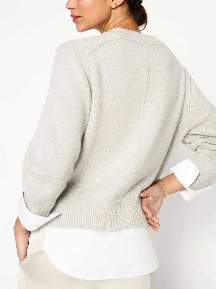 The Raya Ruched Crew Looker Oyster Grey Mlange Women Brochu Walker Sweaters