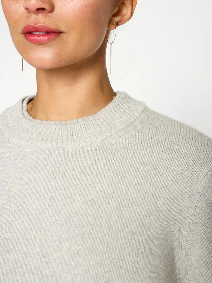 The Raya Ruched Crew Looker Oyster Grey Mlange Women Brochu Walker Sweaters