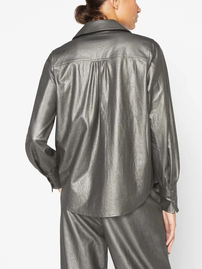 The Vegan Leather Layra Shirt Pewter Women Brochu Walker Tops