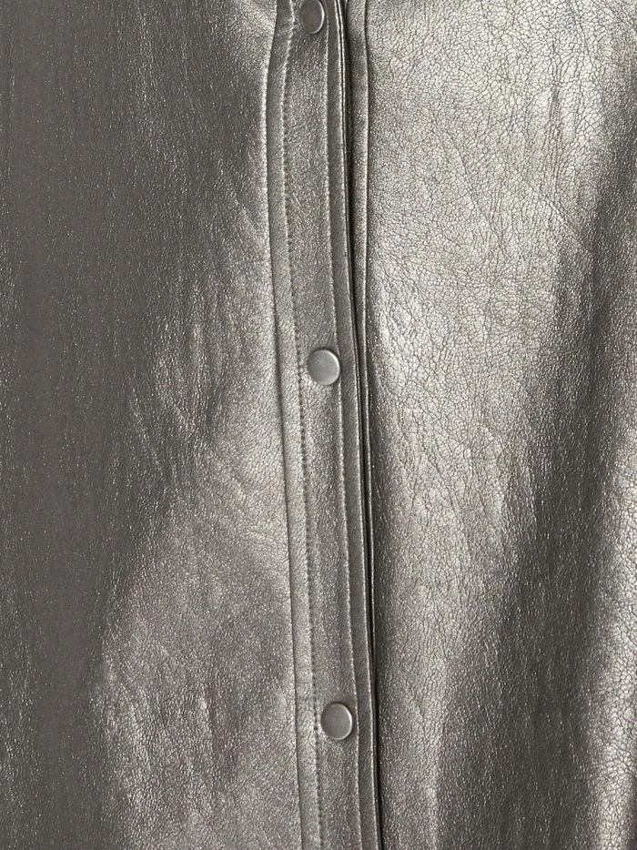 The Vegan Leather Layra Shirt Pewter Women Brochu Walker Tops