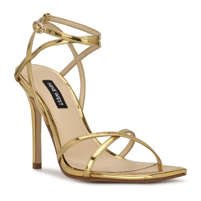 Tidle Ankle Strap Sandals Bronze Women Nine West Heeled Tidle Ankle Strap Sandals Bronze Women Nine West Heeled