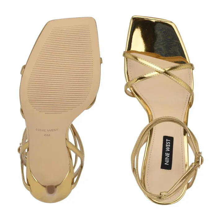 Tidle Ankle Strap Sandals Bronze Women Nine West Heeled Tidle Ankle Strap Sandals Bronze Women Nine West Heeled