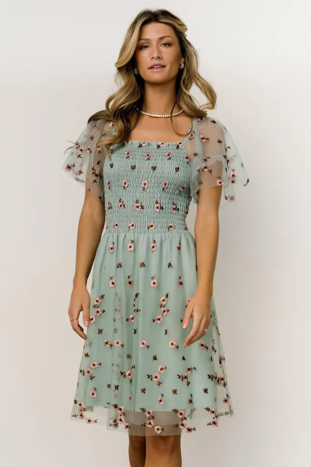 Tivoli Tulle Short Dress Sage Pink Women Baltic Born Short Dresses