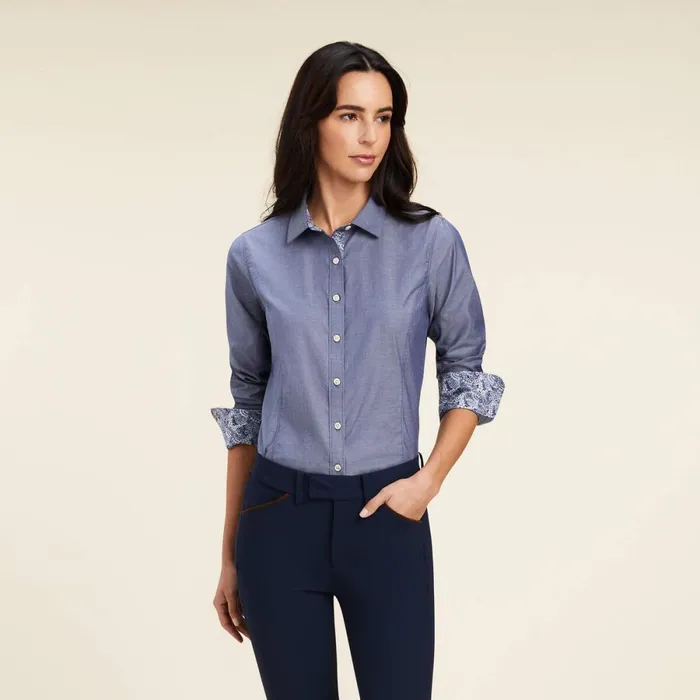 Tomales Shirt Navy Pinpoint Women Ariat TShirts and Tops