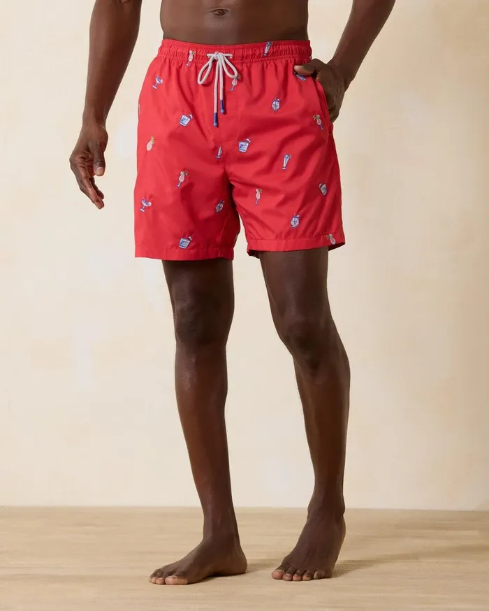 Tommy Bahama Baja Santiago Palms 9Inch Boardshorts Black Men Swim and Boardshorts