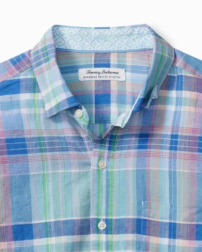 Tommy Bahama Big and Tall Barbados Breeze Villa Check StretchLinen Shirt Hummingbird Blue Big and Tall Shirts Tommy Bahama Big and Tall Barbados Breeze Villa Check StretchLinen Shirt Hummingbird Blue Big and Tall Shirts