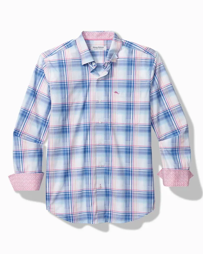 Tommy Bahama Big and Tall Sarasota Stretch Ombre Check IslandZone Shirt Cobalt Sea Big and Tall Shirts Tommy Bahama Big and Tall Sarasota Stretch Ombre Check IslandZone Shirt Cobalt Sea Big and Tall Shirts