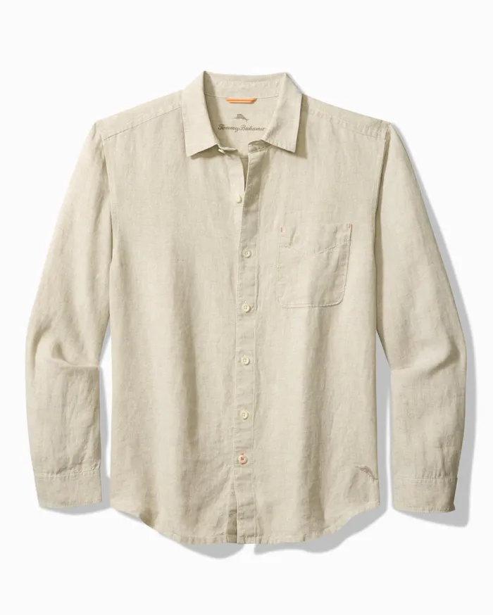 Tommy Bahama Big and Tall Sea Glass Breezer Linen Shirt Natural Big and Tall Shirts
