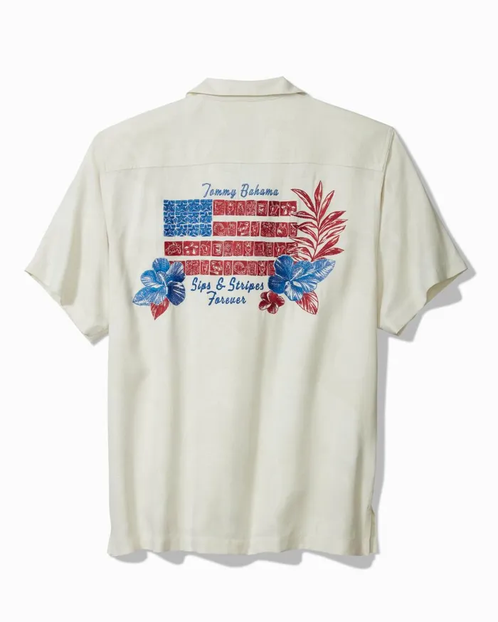 Tommy Bahama Big and Tall Sips And Stripes Forever Silk Camp Shirt Continental Big and Tall Shirts Tommy Bahama Big and Tall Sips And Stripes Forever Silk Camp Shirt Continental Big and Tall Shirts