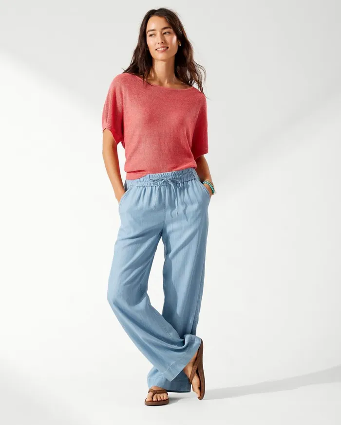 Tommy Bahama Calypso Crepe Beach Pants Mare Navy Women Pants and Crops