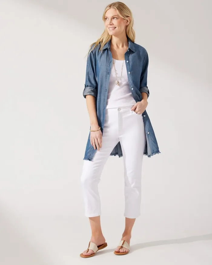 Tommy Bahama Chambray Boyfriend Beach Shirt Chambray Women Coverups Tommy Bahama Chambray Boyfriend Beach Shirt Chambray Women Coverups