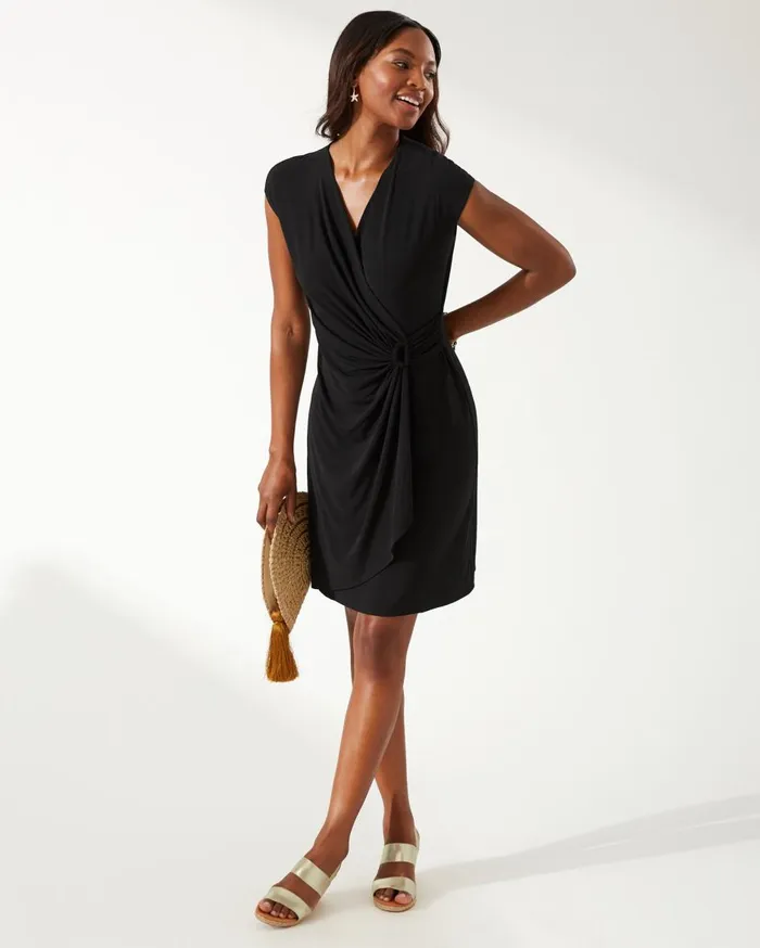 Tommy Bahama Clara FauxWrap Dress Black Women Dresses Tommy Bahama Clara FauxWrap Dress Black Women Dresses