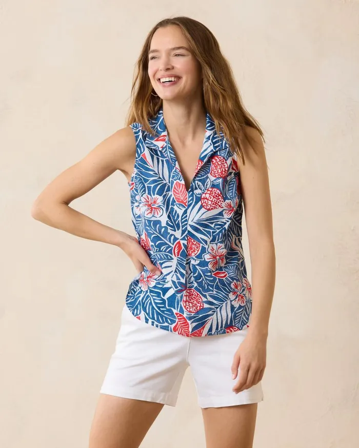Tommy Bahama Coastalina Perfectly Paradise Sleeveless Linen Top White Women Tops and Shirts Tommy Bahama Coastalina Perfectly Paradise Sleeveless Linen Top White Women Tops and Shirts