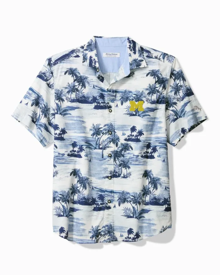 Tommy Bahama Collegiate Tropical Horizons ShortSleeve Shirt Michigan Men Shirts