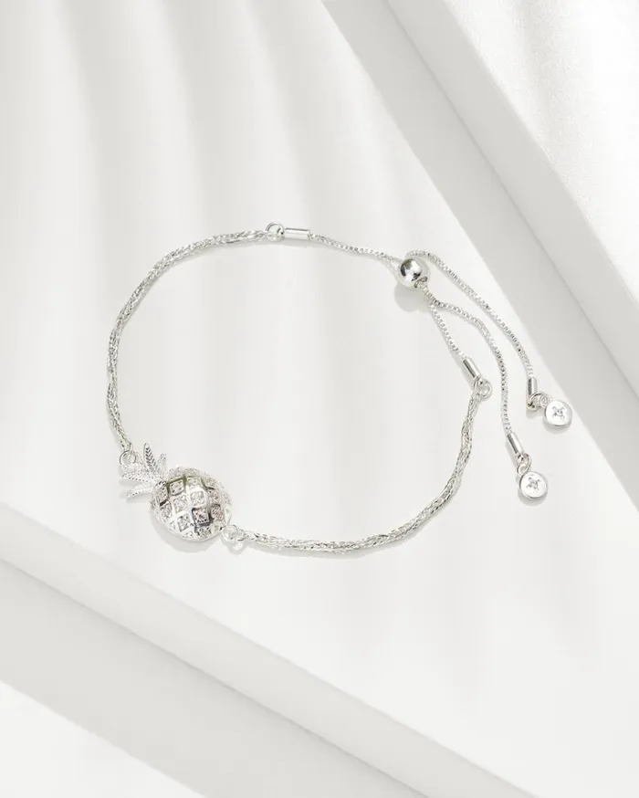 Tommy Bahama Crystal Collection Silver Pineapple PullTie Bracelet Silver Women Jewelry Collections