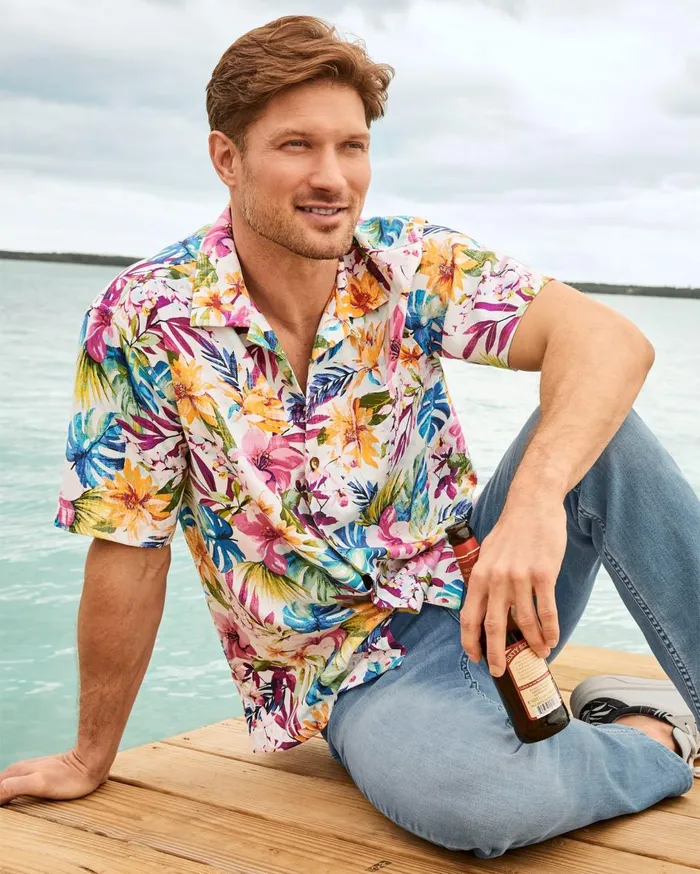 Tommy Bahama Garden Of Hope and Courage IslandZone Camp Shirt Vintage White Men Shirts Tommy Bahama Garden Of Hope and Courage IslandZone Camp Shirt Vintage White Men Shirts