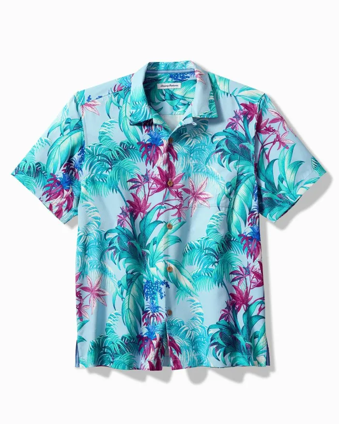 Tommy Bahama Gustavia Grove IslandZone SilkBlend Camp Shirt Playa Azul Men Shirts
