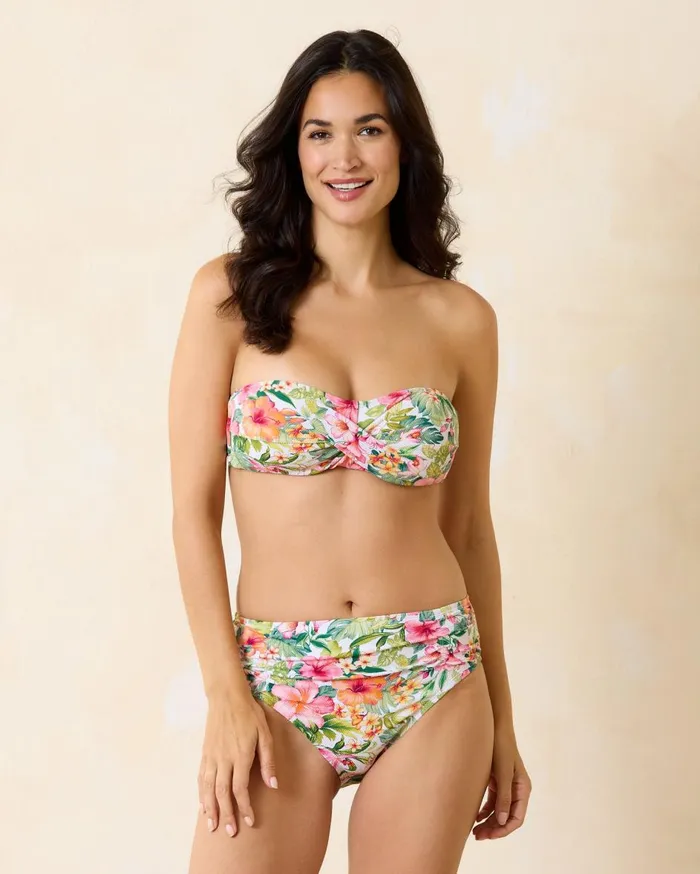 Tommy Bahama Island Cays Flora TwistFront Bandeau Bikini Top White Women Bikini Tops Tommy Bahama Island Cays Flora TwistFront Bandeau Bikini Top White Women Bikini Tops