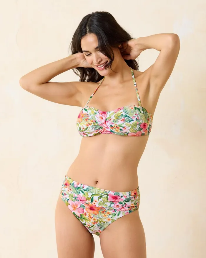 Tommy Bahama Island Cays Flora TwistFront Bandeau Bikini Top White Women Bikini Tops Tommy Bahama Island Cays Flora TwistFront Bandeau Bikini Top White Women Bikini Tops