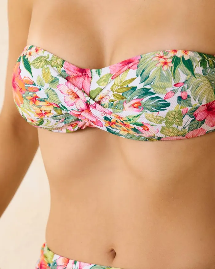 Tommy Bahama Island Cays Flora TwistFront Bandeau Bikini Top White Women Bikini Tops Tommy Bahama Island Cays Flora TwistFront Bandeau Bikini Top White Women Bikini Tops