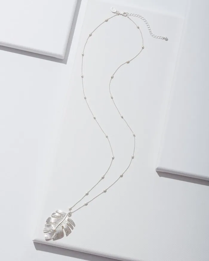 Tommy Bahama Island Essence Monstera Leaf Necklace Silver Women Jewelry Collections