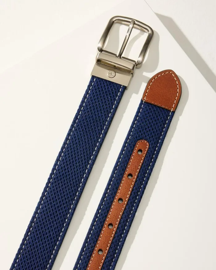 Tommy Bahama Leather Mesh Reversible Performance Belt Navytan Men Belts Tommy Bahama Leather Mesh Reversible Performance Belt Navytan Men Belts