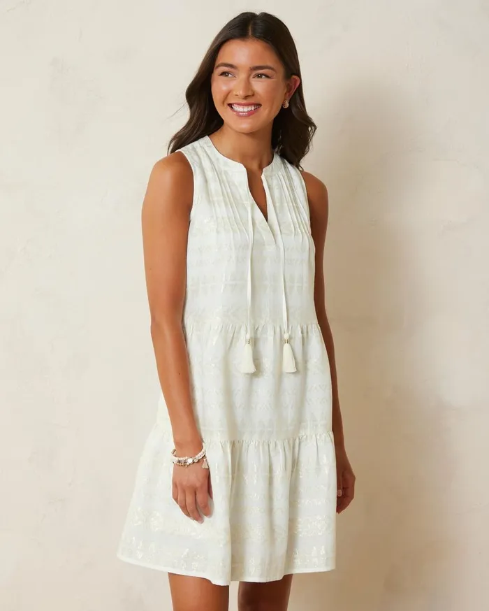 Tommy Bahama Metallic Clip Coverup Dress Coconut Women Dresses Tommy Bahama Metallic Clip Coverup Dress Coconut Women Dresses