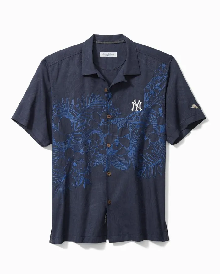 Tommy Bahama MLB Game Day Lei IslandZone Camp Shirt Newyorkyankees Men Shirts