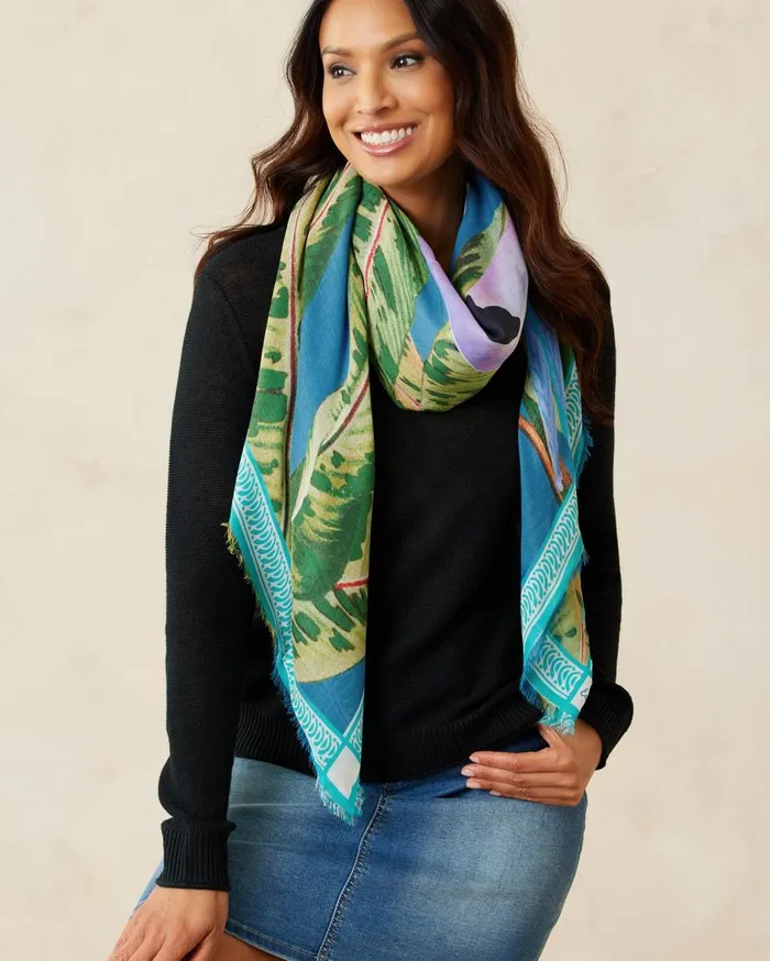 Tommy Bahama Mosaic Stripes Wrap Chambray Women Scarves and Wraps