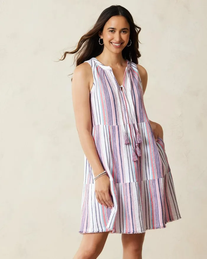 Tommy Bahama Mykonos Gauze Stripe Coverup Dress Pure Coral Women Dresses Tommy Bahama Mykonos Gauze Stripe Coverup Dress Pure Coral Women Dresses