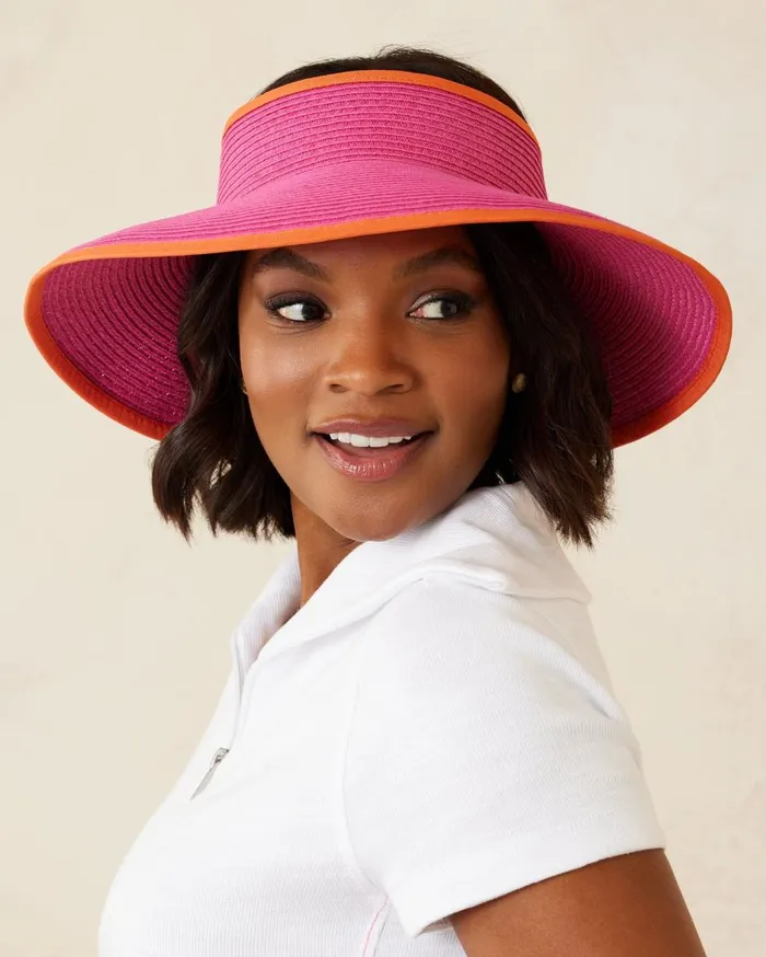 Tommy Bahama Packable UltraBraid Visor Hot Pinkorange Women Luggage and Travel