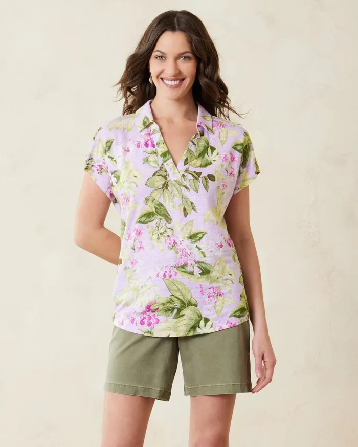 Tommy Bahama Palm Coast Floral Sleeveless IslandZone Polo Plume Women Tops and Shirts Tommy Bahama Palm Coast Floral Sleeveless IslandZone Polo Plume Women Tops and Shirts