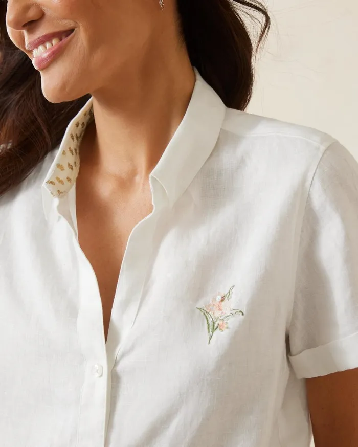 Tommy Bahama Pineapple Paradise Coastalina Linen Camp Shirt White Women Tops and Shirts Tommy Bahama Pineapple Paradise Coastalina Linen Camp Shirt White Women Tops and Shirts