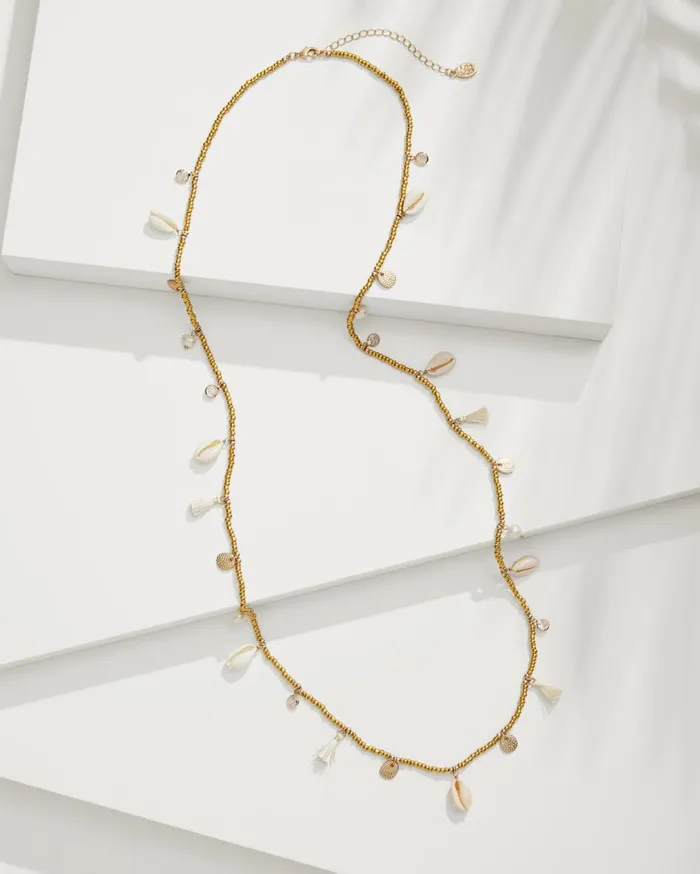 Tommy Bahama Seaside Pearl Pendant Tassel Necklace Gold Women Jewelry Collections