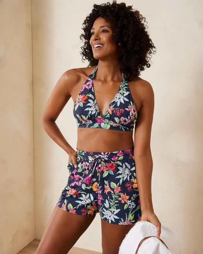Tommy Bahama Summer Floral Beach Shorts Mare Navy Women Coverups
