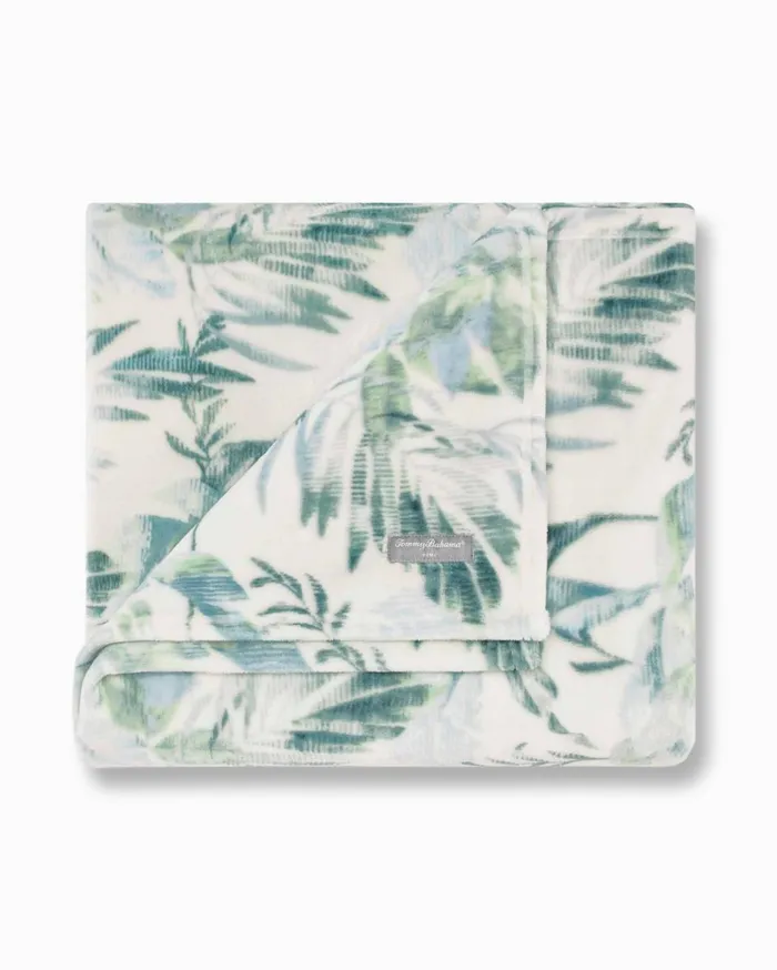Tommy Bahama Wallpaper Leaves Fleece Throw Blanket Green Beach and Home Bedding Tommy Bahama Wallpaper Leaves Fleece Throw Blanket Green Beach and Home Bedding