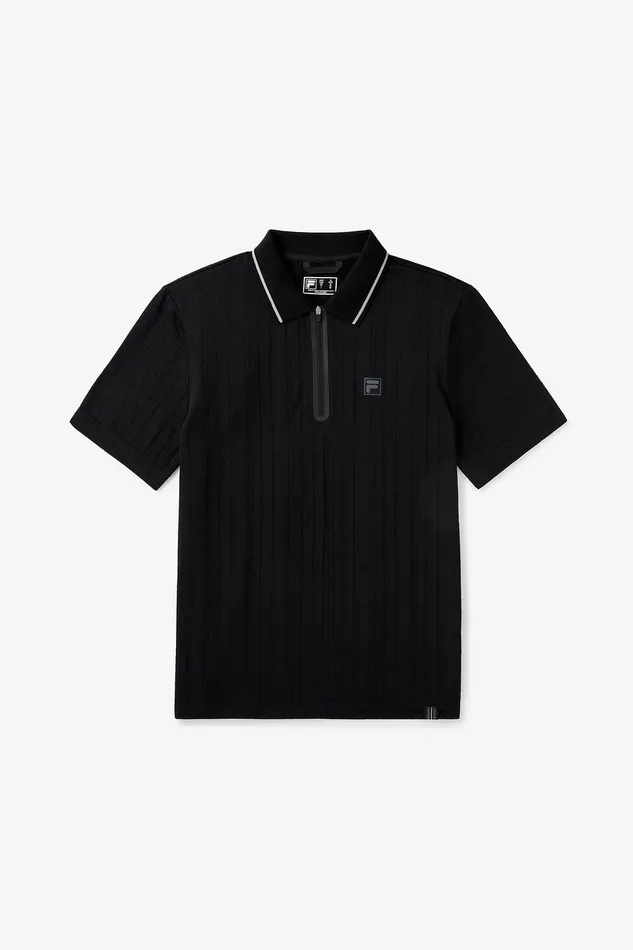 Tops and TShirts Men Fila Challenger Cable Zip Polo 001 Black