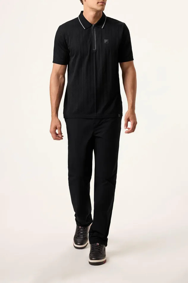 Tops and TShirts Men Fila Challenger Cable Zip Polo 001 Black Tops and TShirts Men Fila Challenger Cable Zip Polo 001 Black
