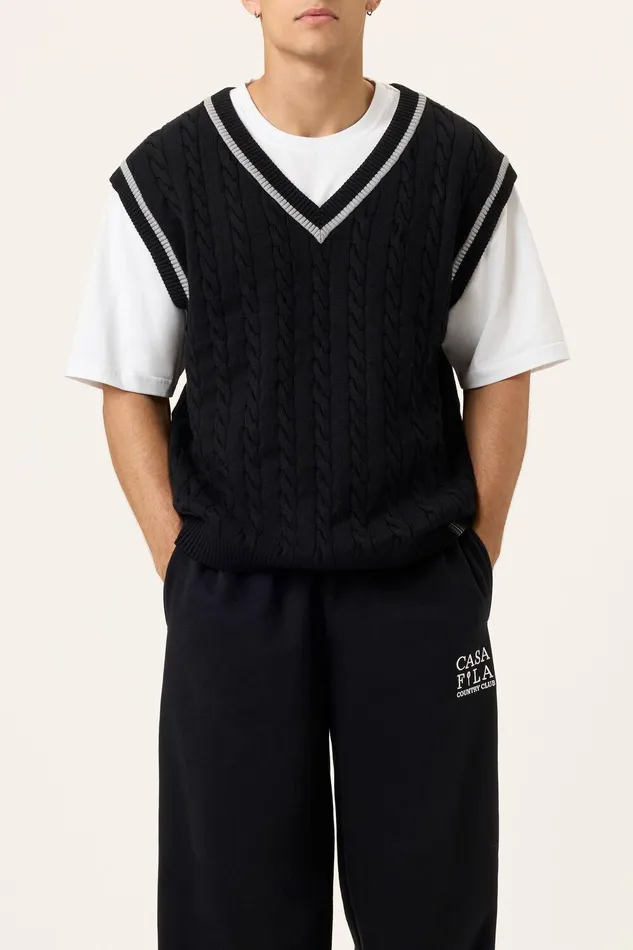 Tops and TShirts Women Fila Baseline Cable Knit Vest 002 Blackultimate Gray Tops and TShirts Women Fila Baseline Cable Knit Vest 002 Blackultimate Gray